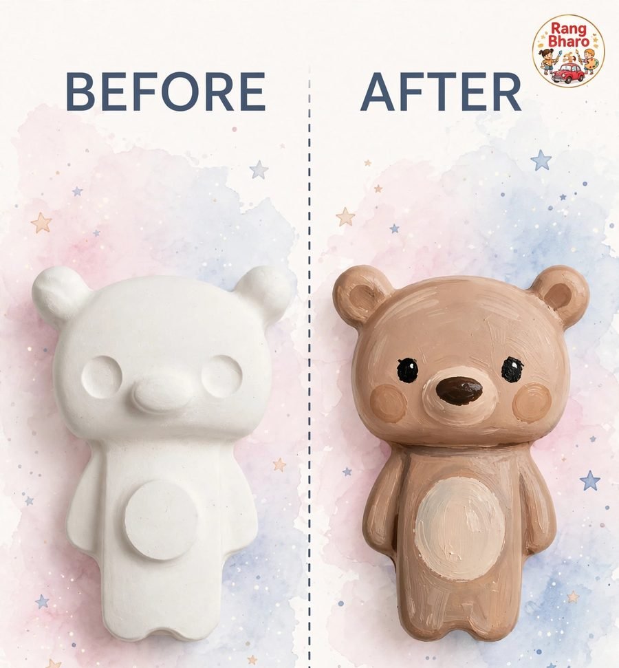 Teddy Bear Figure — pehle aur baad