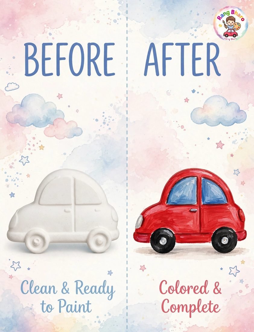 Beetle Car Figure — pehle aur baad