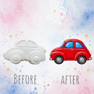 Rang Bharo Red Car Plaster Painting Kit for Kids - white unpainted plaster Red Car toy